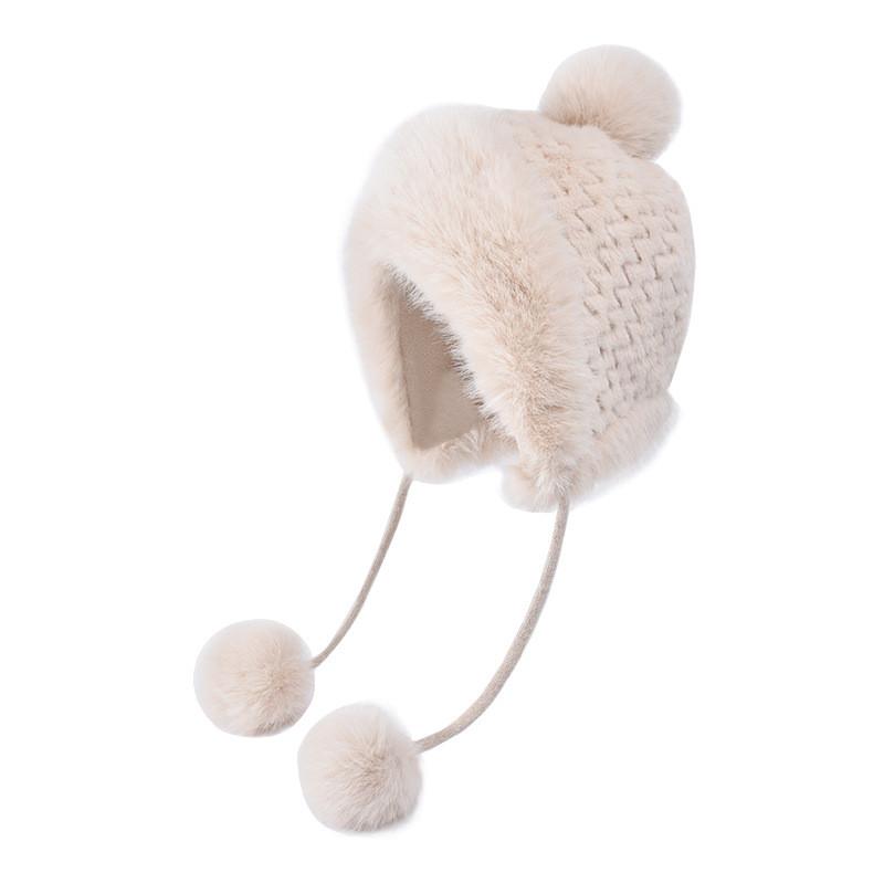 Winter Knit Beanie Hat With Earmuffs For Women Breathable Windproof Urban Style
