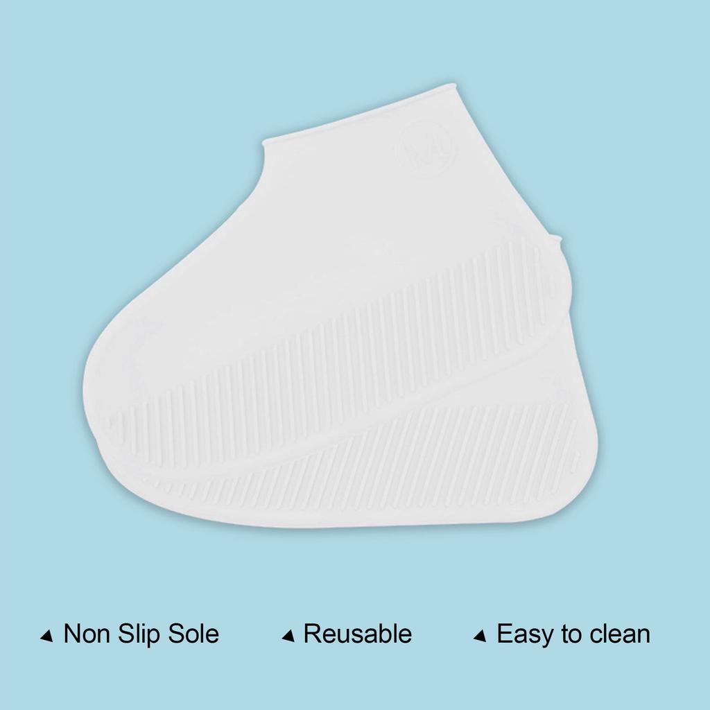 Silicone Rain Shoe Covers Waterproof Snow Shoe Protectors Non Slip Foldable Shoes Boots Overshoes White