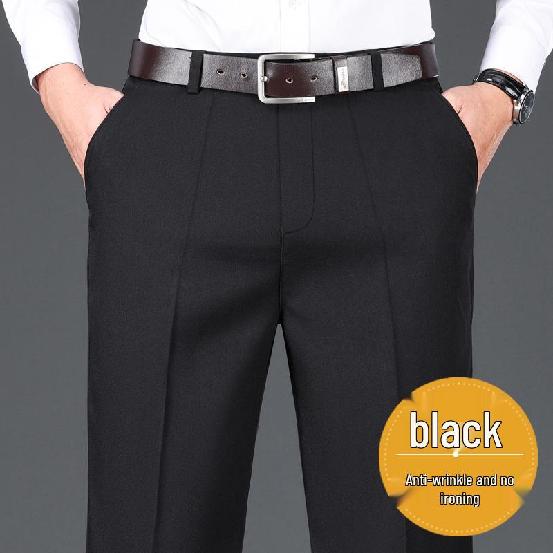 Pánské business casual kalhoty s vysokým pasem a rovnými nohavicemi – Elastické, měkké, šetrné k pokožce, volný střih, společenské kalhoty na podzim