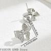Micro-inlaid Zircon Earrings Bow Small and Versatile Earrings for Women Europe and America