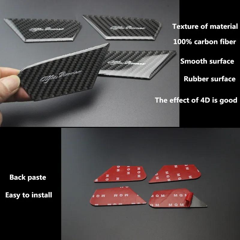 Pentru Alfa Romeo Giulia Stelvio accesorii de interior auto din fibră de carbon ușă interior bol decor autocolant plasture decor