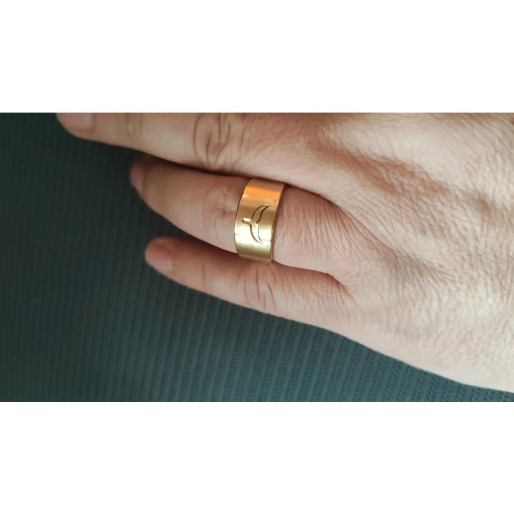 Stainless Steel Shark and Whale Tail Ring resizable золотой