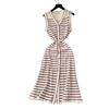 Striped Knitted Dress Summer Women's Wear Small Cinched Waist and Slimming Cardigan Vest Dress