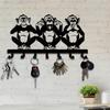 1 PC Charming Three Monkeys Metal Wall Art With Key Hooks - Effortless Installation, Perfect For Hanging Jackets, Hats