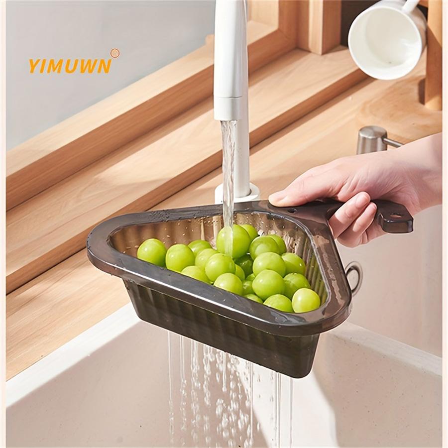 1pc Kitchen Sink Filter Basket, Corner Drain Strainer Basket, Triangular Sink Storage, Multi-Functional Hanging Filtering Draini