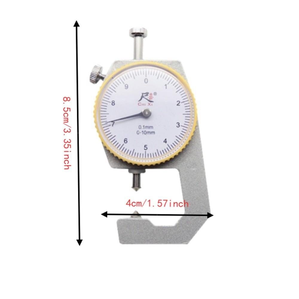 Pointed Head Thickness Gauge 0-10mm Range Measuring Tool Dial Thickness Gauge For Leathercraft