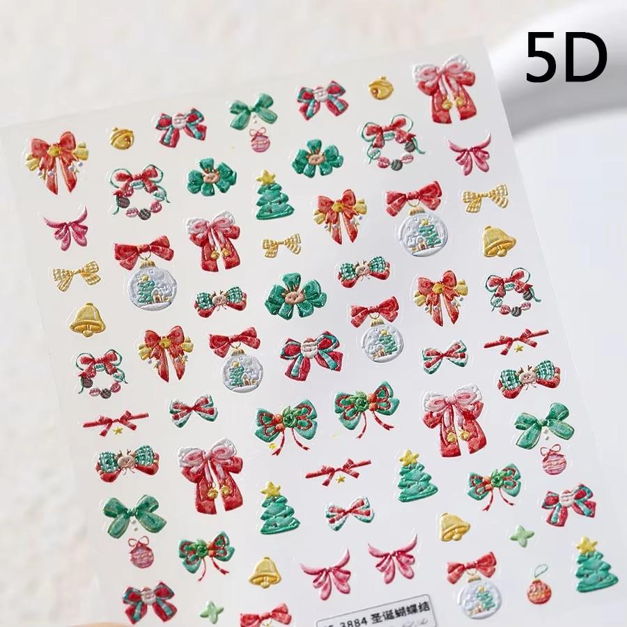 1pcs 5D Fashion Cartoon Mini Bow Nail Art Stickers Red Black White Ribbon Nail Decorations Decals DIY Nail Accessories