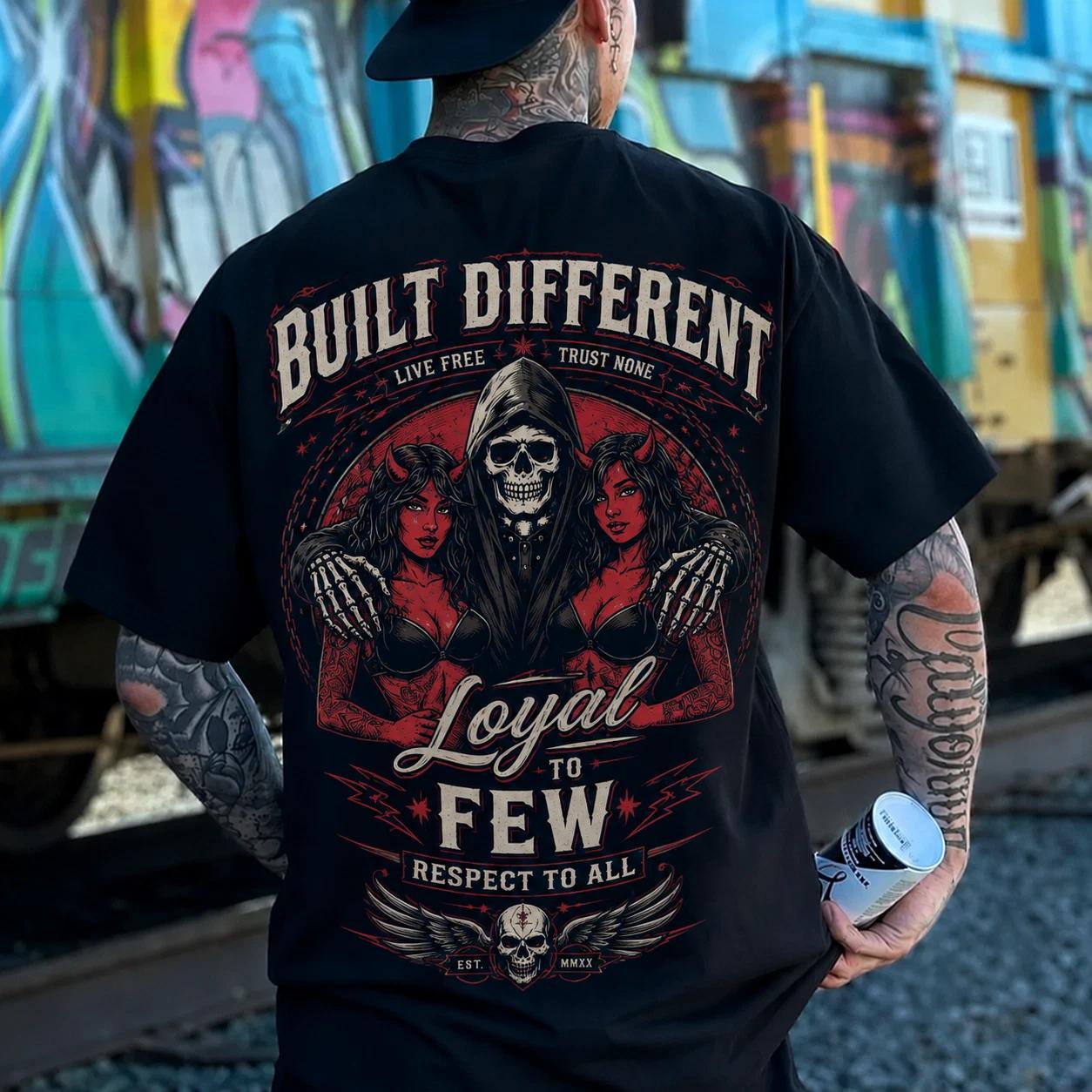 Loyal To Few Respect To All Skull Graphic Vintage T Shirt XS