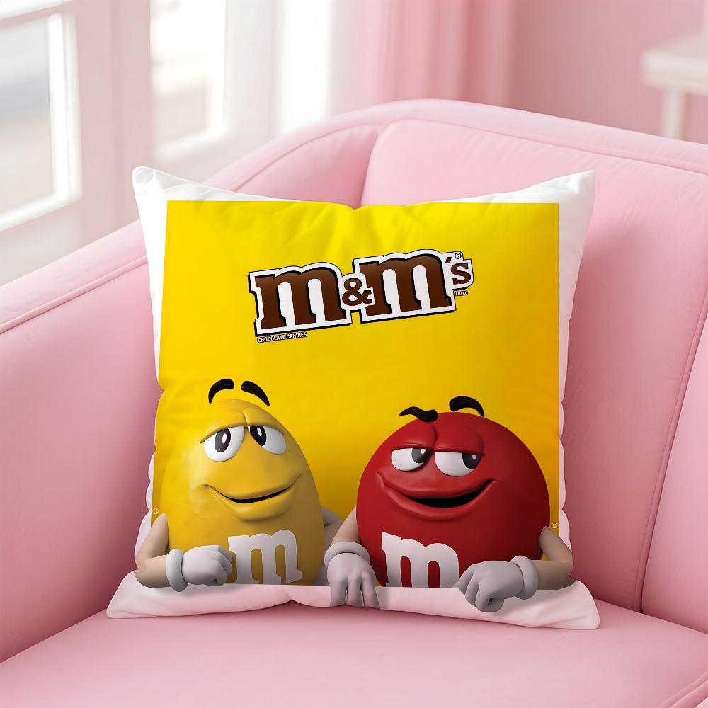 

Double Sided MMs Chocolate Candy Meme Pillow Case AntiDustmite Silky Plush Cushion Cover with Invisible Zipper for Sofa 45cmx45cm