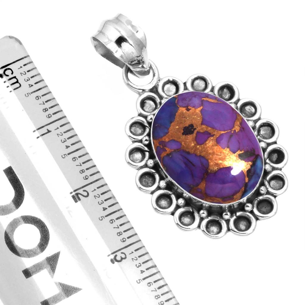 925 Sterling Silver Pendant Women Gemstone Handmade Jewelry Halloween Gift Blue Green Purple Copper Turquoise Pearl Lapis Mother Of Pearl Costume