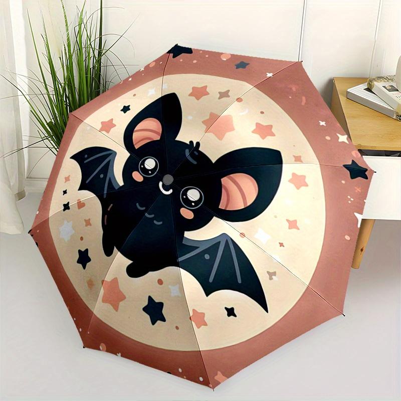 

1pc Cute Bat Design Automatic Opening/Closing Umbrella - Portable 3-Fold Design with 8 Iron Ribs, Outdoor, for Fans, Travelers, Daily Use, Festiv
