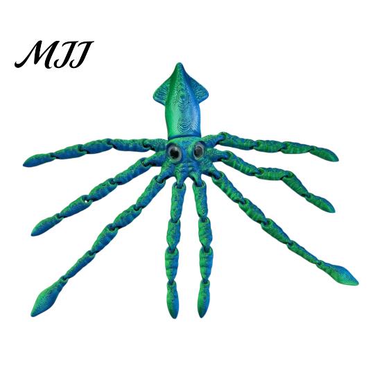 Articulated Ocean Creature Decor 3D Printed Squid Fidget Toy, Flexible Marine Animal Figure, Decompression Educational Cognitive Teaching Aid Sensory