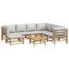 8 Pc. Garden Lounge Set with Light Grey Cushions Bamboo