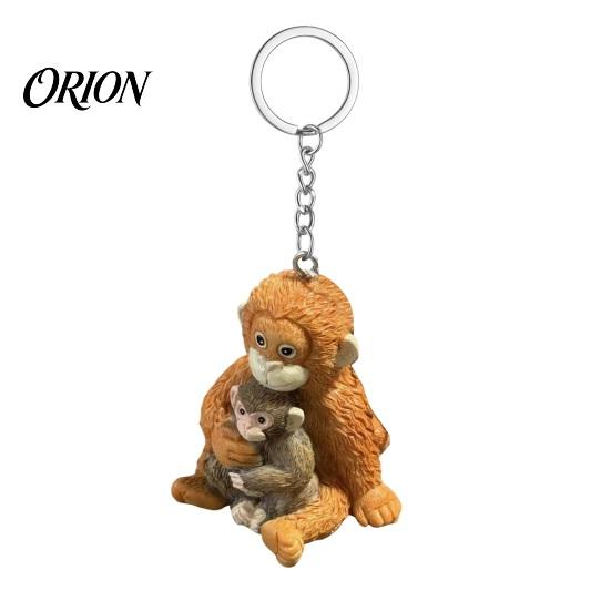 Monkey Keychain Gift for Friends 3D Punch Keychain, Protect The Hanging Ornament, Cute Ornament Resin And Orangutan Keyring Backpack Purse Decoration A