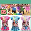 Charming Cocomelon Girls Nightdress Pajamas With Short Sleeves For Ultimate Comfort
