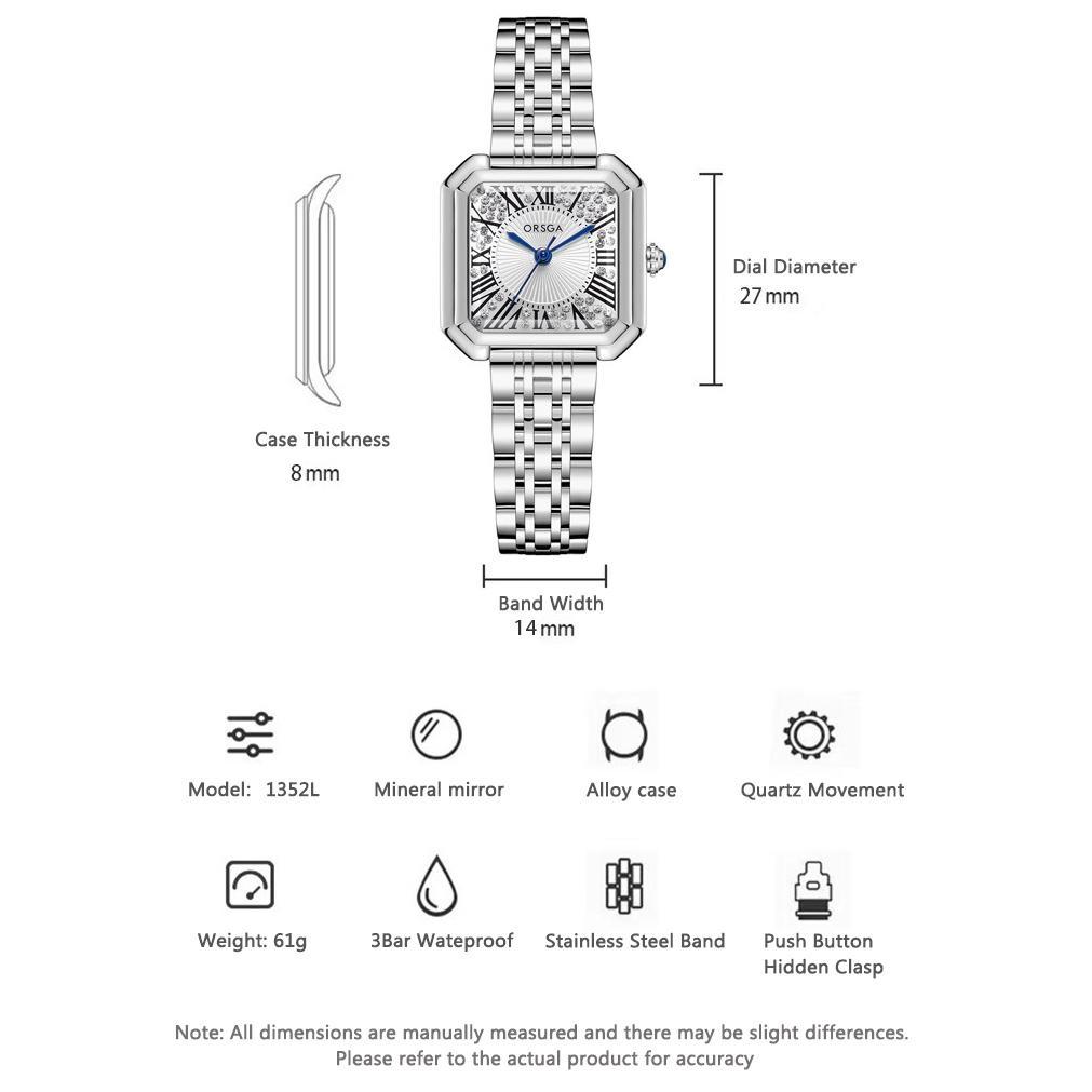 Elegante Damen Quadratische Kleiduhr Funkelndes Zirkon Diamant Zifferblatt Römische Ziffern Quarz Armbanduhr