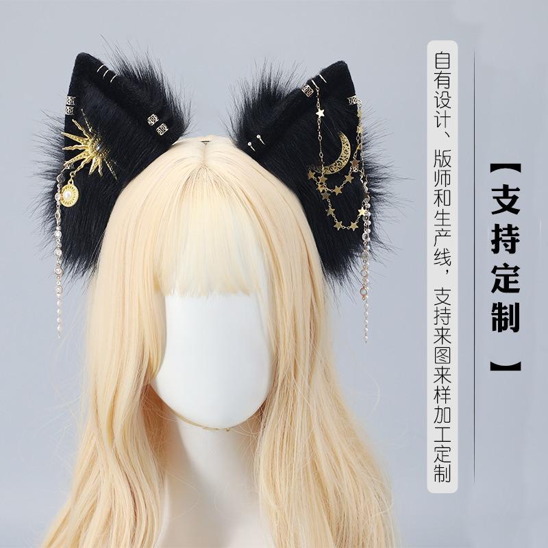 Serre-tête oreilles d'animal de simulation fait main accessoires de cosplay de bande dessinée couvre-chef mignon en peluche fête accessoires pour cheveux serre-tête oreilles de loup