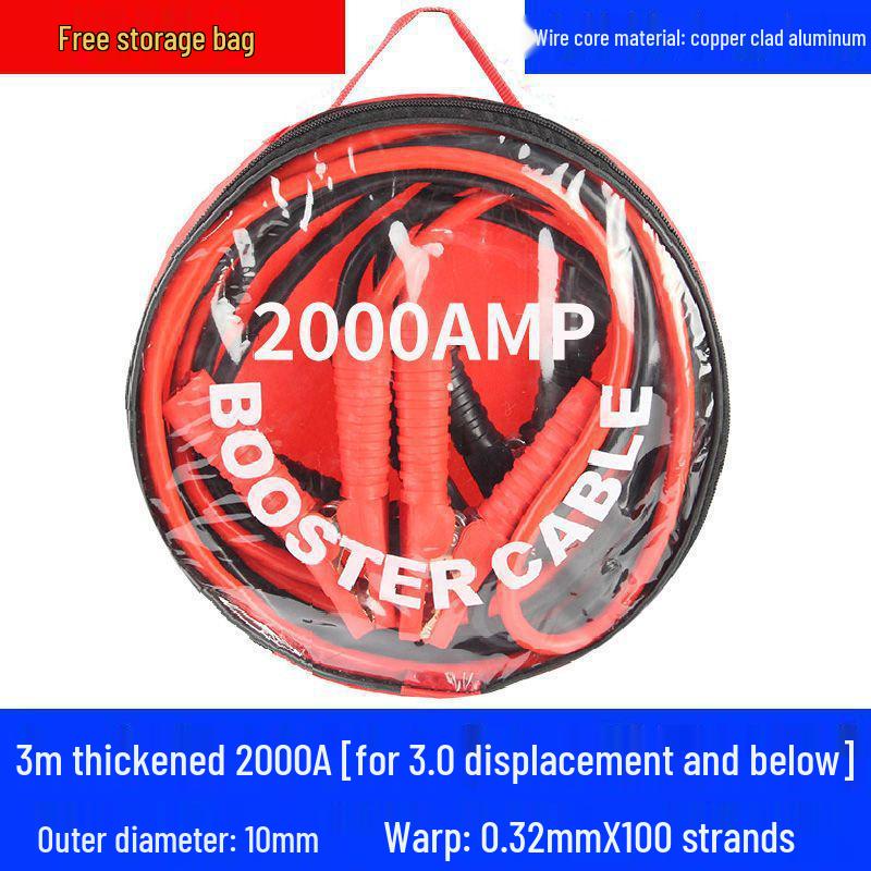 Extra Thick Car-to-Car Jumper Cables with Antifreeze Protection for Emergency Battery Start
