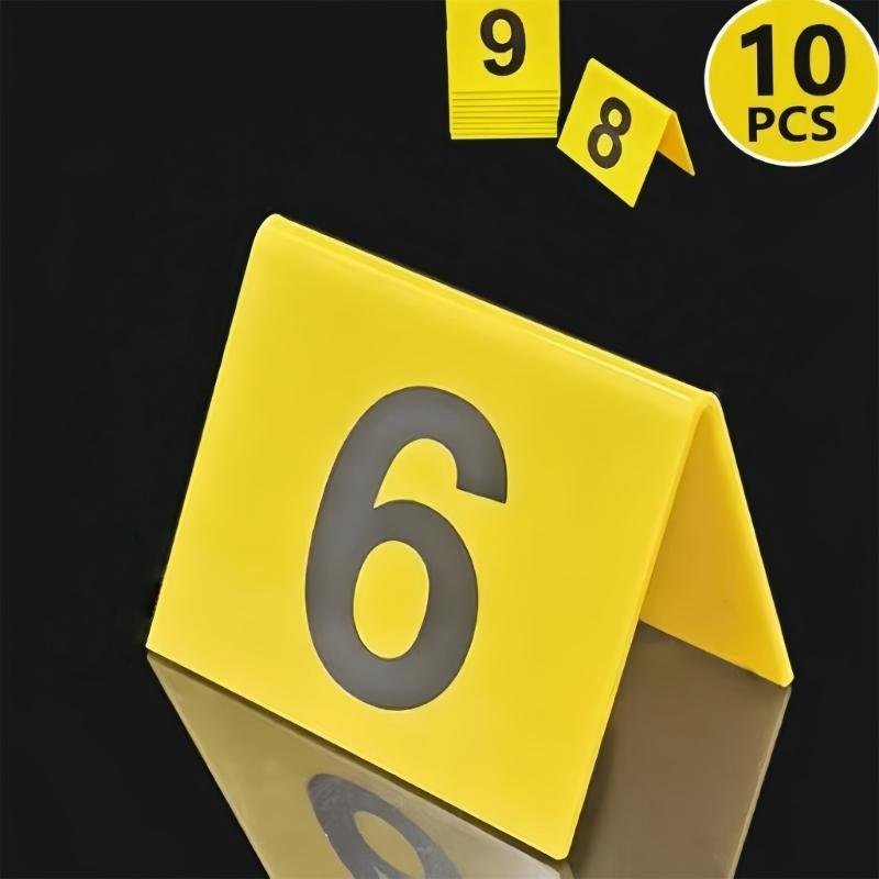 10Pieces Professional Crime Scene Markers Reusable Bright Yellow Labels Perfect for Training Simulations and Halloween Decors