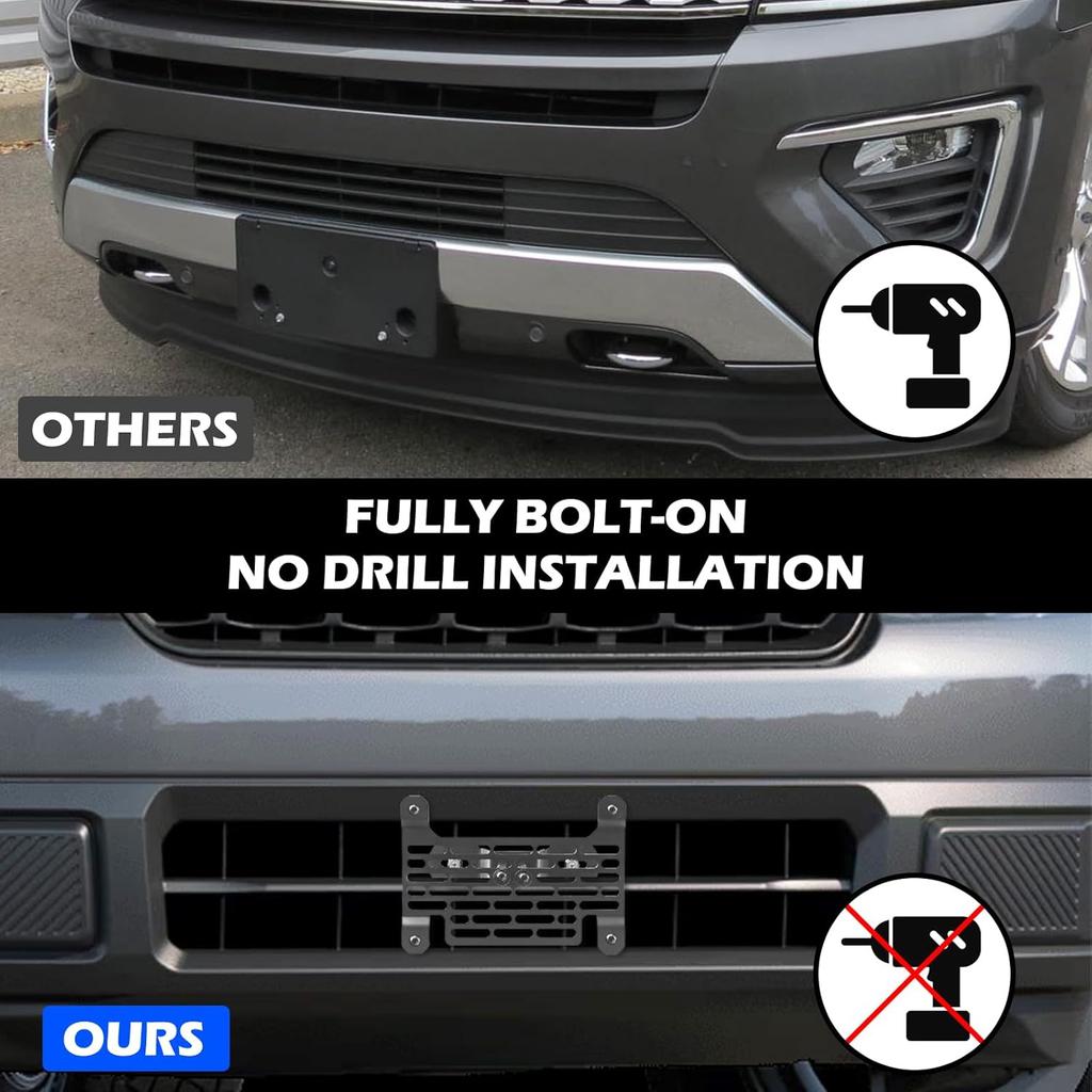 License Plate Frames For Maverick -2025, No Drill Front License Plate Bracket Holder Compatible With Ford Maverick -2025 (Black) | Fits Most Of