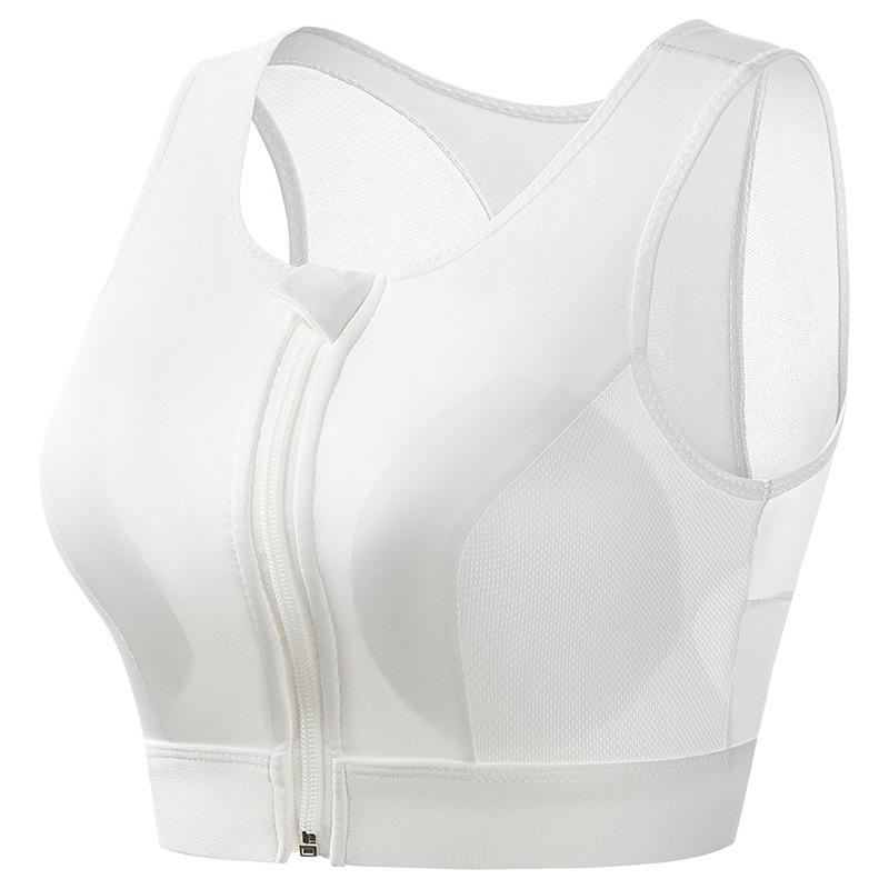 Women's Wireless Sports Bra - Front Zipper, Anti-Sag, Shockproof, Plus Size, Beautiful Back Design for Fitness and Running