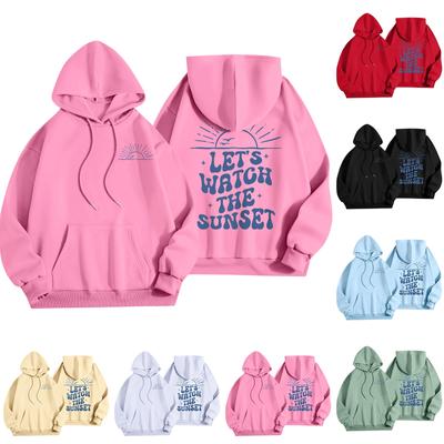 Damesmode Dames lichtgewicht lange mouw trui met zakken Preppy grafische hoodie