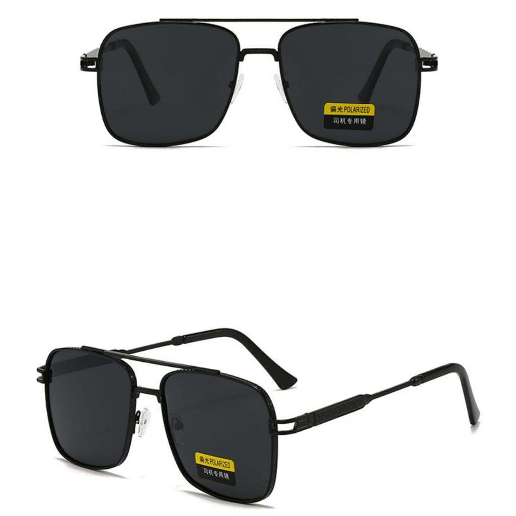 Men and Women Vintage Polarized Sunglasses Square Sun Glasses Luxury Brand Metal Frame Eyewear Designed for Night Vision Driving