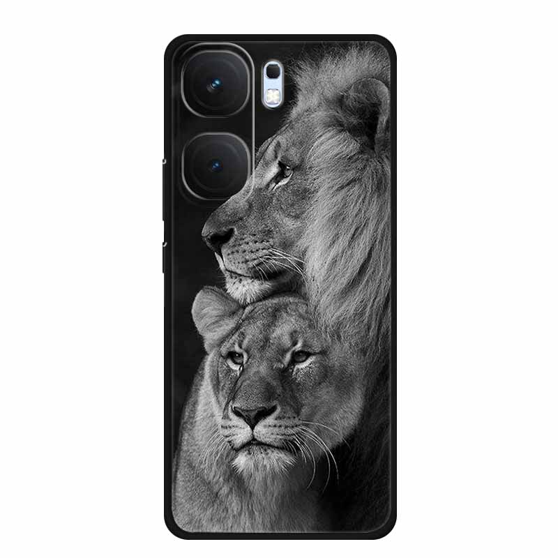 For Vivo iQOO Neo9 Pro Case TPU Silicone Soft Back Cover for Vivo iQOO Neo9 Neo 9 Black Fashion Cool Animals Coque Lion Tiger