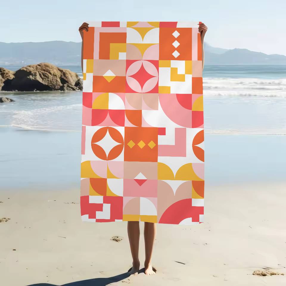 Geometric Pattern Print Microfiber Beach Towel Absorbent Quick Dry Soft Yoga Swimming Resort Mountain Climbing Towel