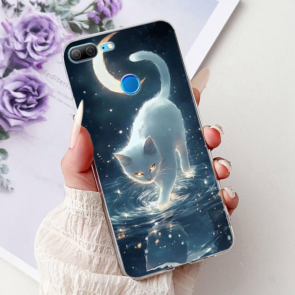 Clear For Honor 9 Lite Case Cute Cat Fashion Flowers Funny Painted Back Cover For Honor 9Lite Phone Case LLD-L21 LLD-L31 LLD-L11