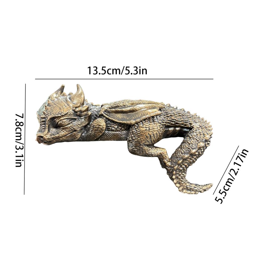 Decorative Resin Statue of A Sleeping Dragon with Wings, Designed To Lie on The Edge, Suitable for Home Decor or As A Collectible Item