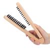 Hair Straightening Comb Double Side Brush HeatResistant AntiStatic Wooden Handle Clamp Hair Comb