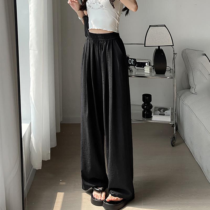 Japanese Style Women's Wide-Leg Ice Silk Pants - Summer 2025
