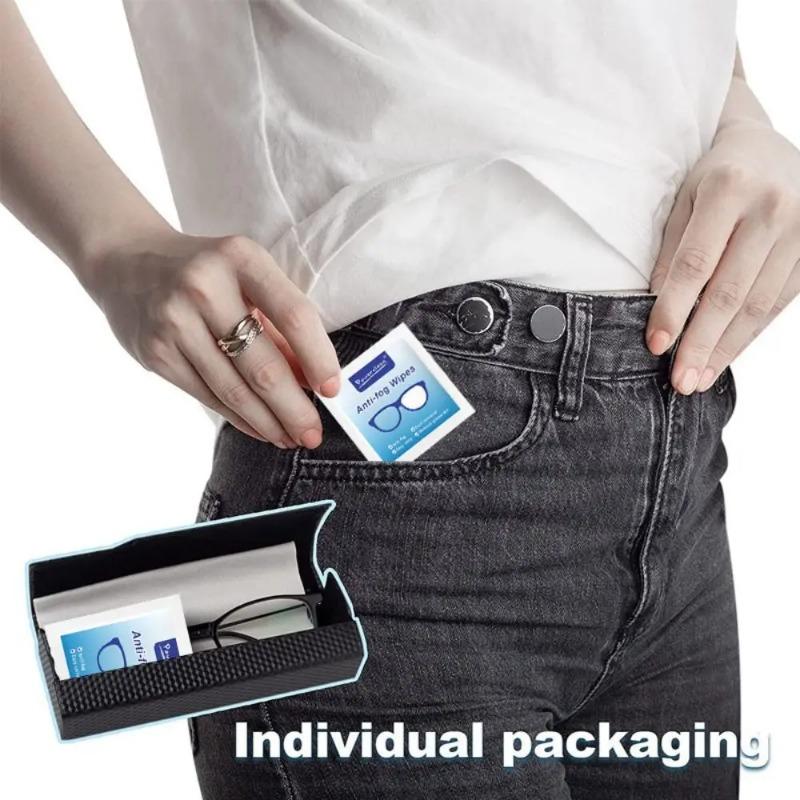 Chusteczki do czyszczenia okularów, 100 sztuk Jednorazowe chusteczki do czyszczenia soczewek zapobiegające parowaniu i usuwające kurz do okularów, ekranów telefonów