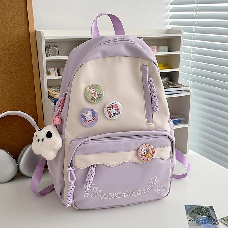 High-value schoolbag for girls, junior high school students, large-capacity backpack, dopamine soft girl travel backpack