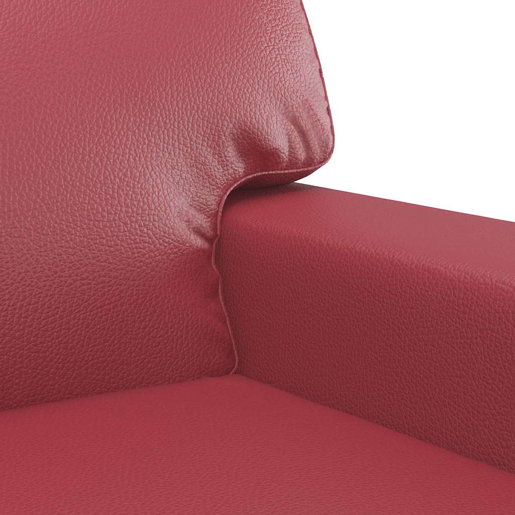 2 Seater Sofa Burgundy Red 140 cm Faux Leather