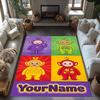 Teletubbies Customizable Name Area Rug Suitable for Bedrooms Playrooms Entryway Foyer Antislip Carpet Decorate Offices