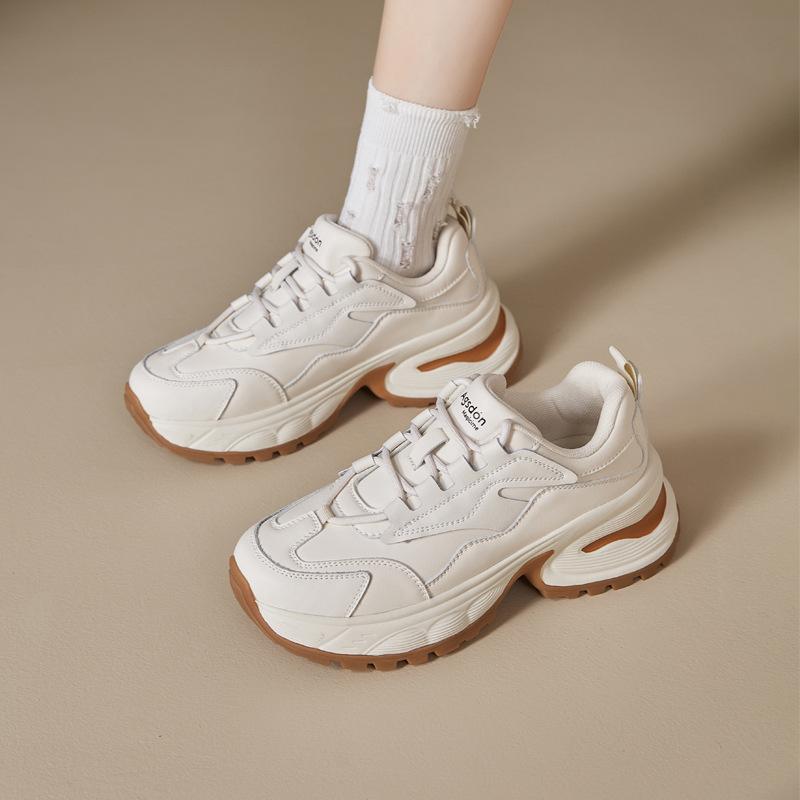 Augustine dad shoes women's 2025 new autumn and winter college style platform sports white shoes casual running shoes