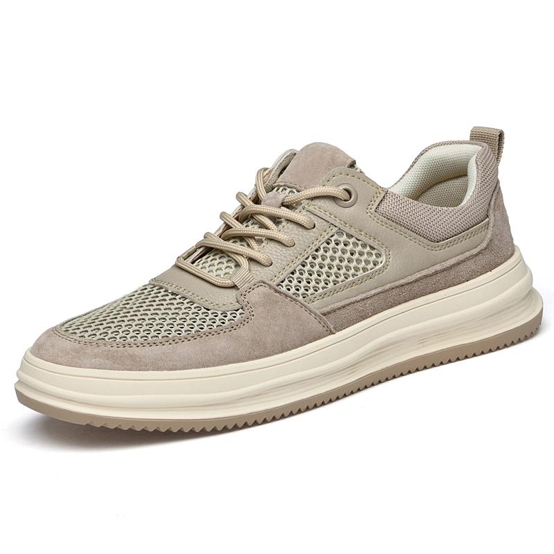 

High Quality Genuine Leather Oxford Shoes Mens Hollow Out Super Soft Comfy Light Leisure Mesh Breathable Sports Shoes 45 хаки