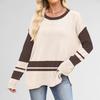 Women's Colorblock Round Neck Loose Casual Pullover Long Sleeve Sweater