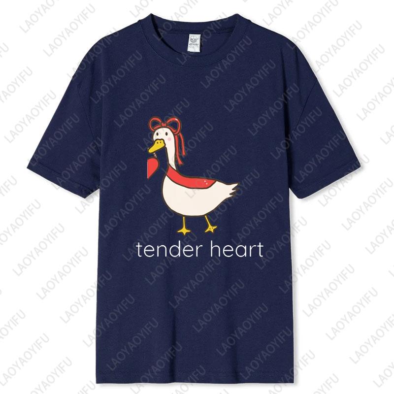 Funny Couple Cotton Tshirts Valentines Day Gift for Husband Wife Girlfriend Boyfriend Goose Tender Heart Tee Lovers Clothes