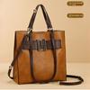 European and American Retro Women's Handbag 2024 Summer New Contrasting Color Vertical Square Tote Bag PU High End Commuter Office Worker Shoulder Bag
