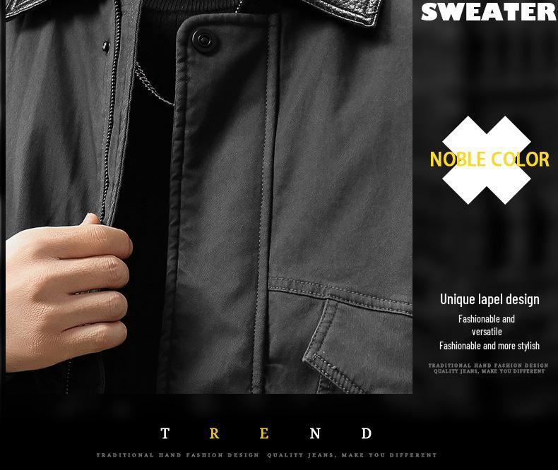 Hochwertige Retro-Lederkragen Herren Winter Daunenjacke mit 90% Weißer Entendaune