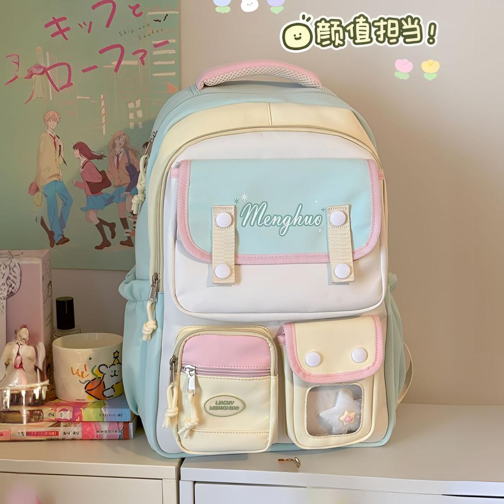 Schoolbag New Contrasting Color Schoolbag Female Junior and High School Students Large-capacity Backpack Primary School Students 3rd To 1st Grade