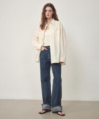 OSTKAKA Selvedge Roll-Up Wide Denim Pants Blue