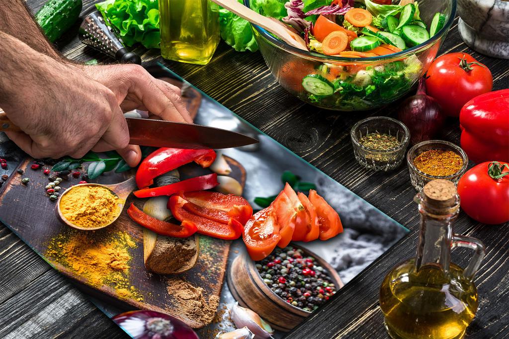 GLASS PLATE CUTTING BOARD 52x40 SPICES