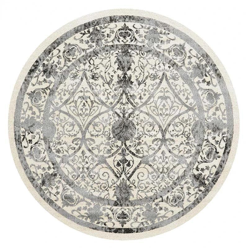 Tappeto Rotondo Orientale Vintage Classico Motivo Floreale Etnico Morbido Antiscivolo Lavabile per Soggiorno Decorazione Casa