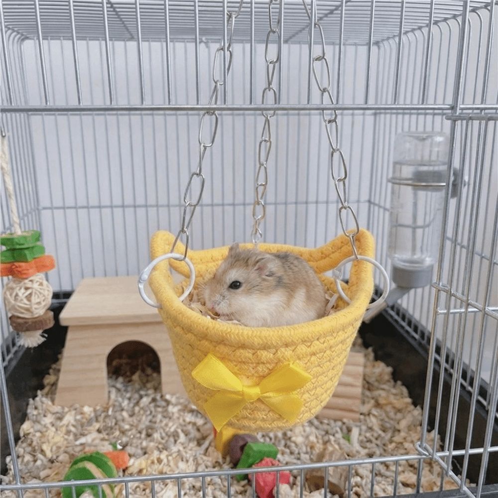 Breathable Hamster Hammock Bow Hanging Basket Bed Guinea Pig Hideout Small Animal Habitat