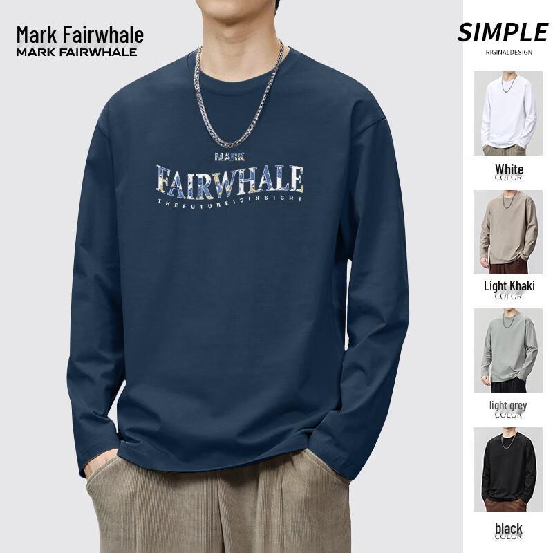 Mark Hua Fei Men s PMK Blue Wave Print Long-Sleeve T-Shirt 3XL