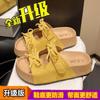 Thick-bottomed bow-tied cool slippers for women's summer wear, new versatile, comfortable and cute soft-bottomed one-word drag